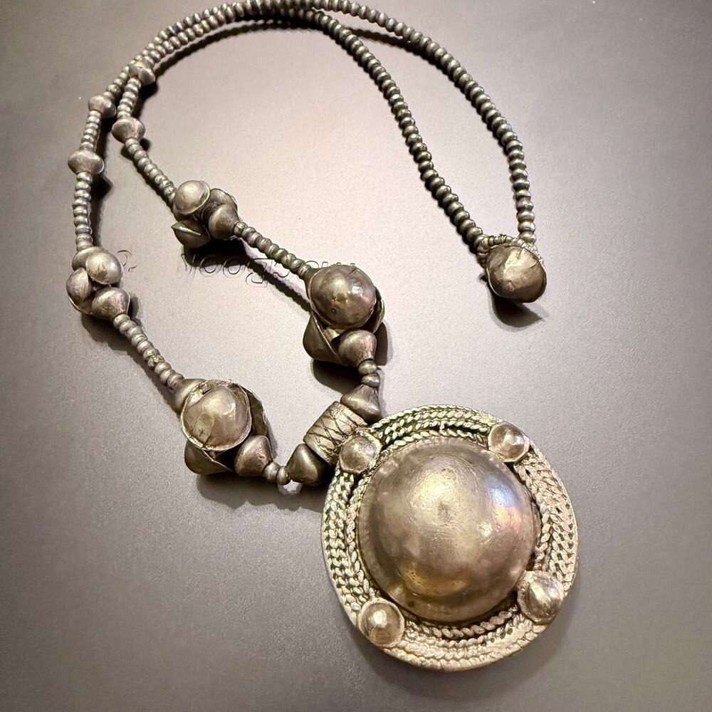 Vintage Tribal Ethnic Silver Statement Necklace